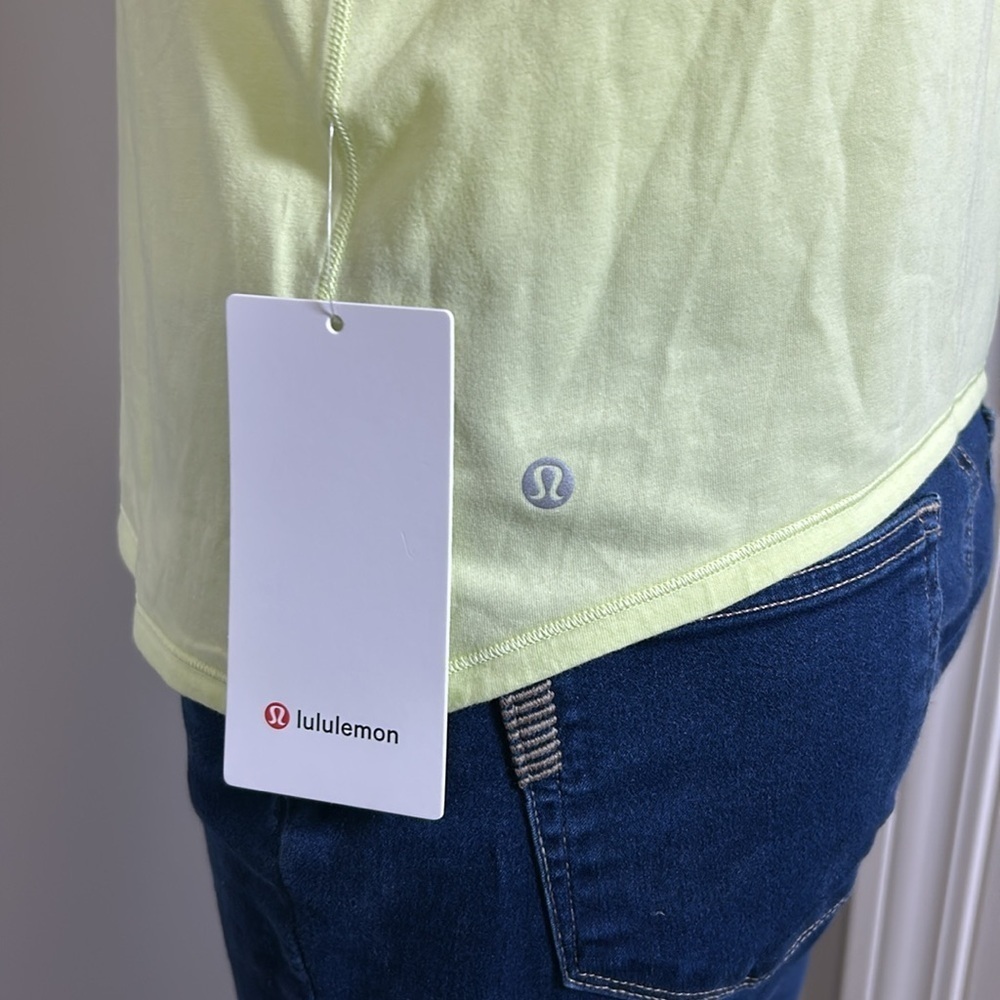 LULULEMON Squad Goals Tank Top Stretch Cotton Jersey Hip Length Sz 6 Yellow NEW - Picture 4 of 6